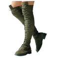 thumbnail image 2 of DMQUPV Women's Lace Up Over The Knee Boots, Round Toe Low Heel Side Zipper Long Boots,Green,Size 7, 2 of 7