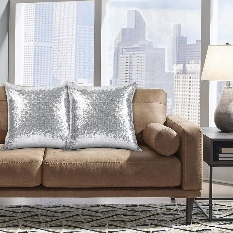 2Pcs Gold Silver Pillows Sequins Decorative Pillows,18