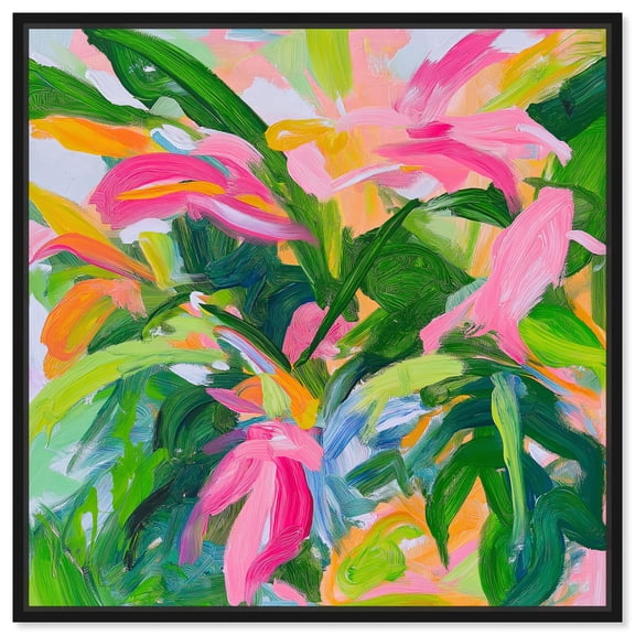 Art Remedy Bright Tropical Art Canvas, 12" x 12", Black Frame, Flower Fairy