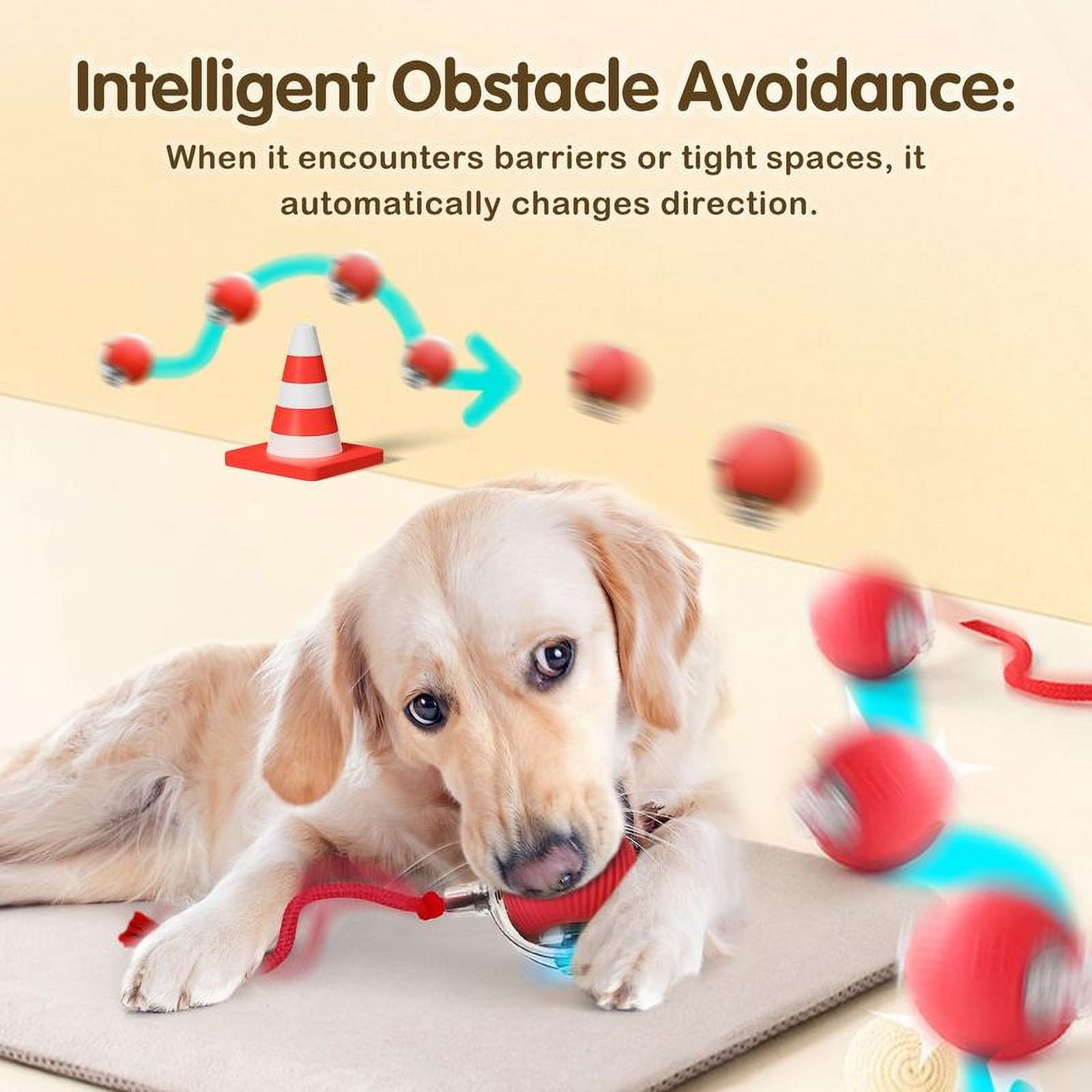 Cat Interactive Ball Toy, Automatic Rolling Ball with Tail, Reharbable Smart Pet Interactive Toy, Intelligent Mouse for Cat