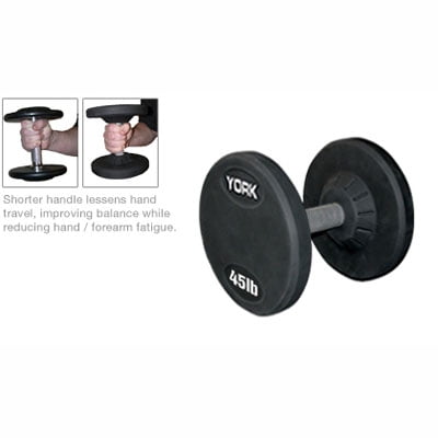 York Barbel Medial Grip Rubber Coated Pro Style Dumbbell Pairs - 100 lb