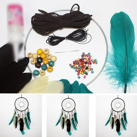 sailesiti DIY Crochet Feather Dream Catcher Kit for Bedroom and Living Room Decoration