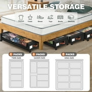 Livhil Under Bed Storage with Wheels, 2Pack Under Bed Storage Containers, Under Bed Shoe Storage and Bins (Black)