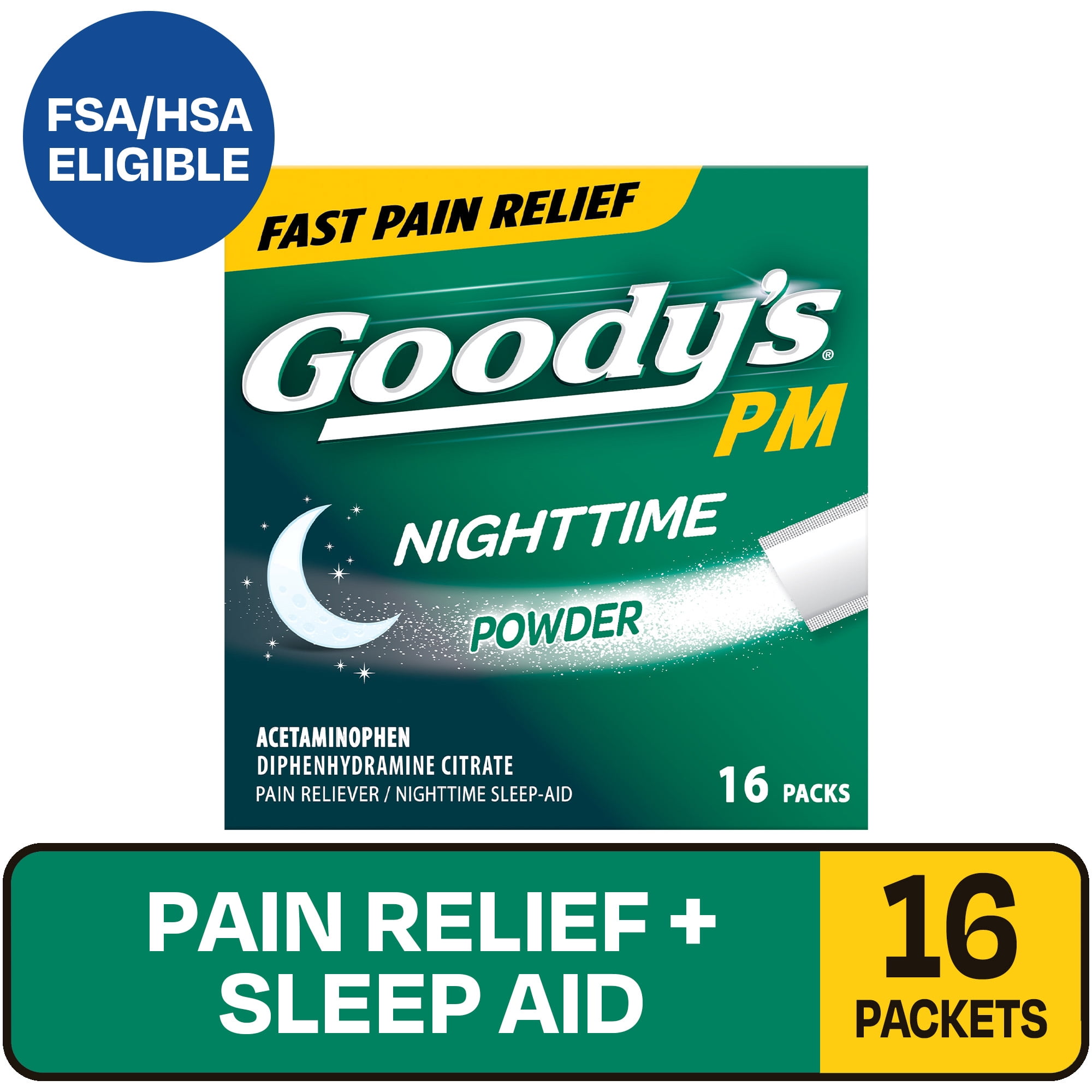 (2 pack) Goody's PM For Pain with Sleeplessness Nighttime Powder, Sleep Support, 16 Powder Sticks