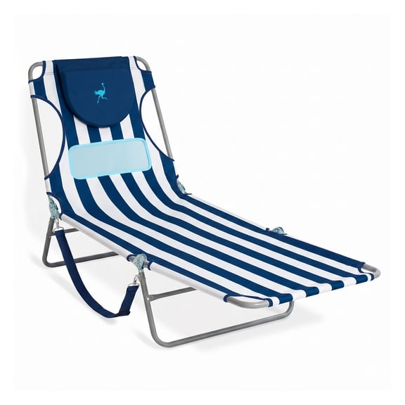Ostrich The Ladies Comfort Lounger, Foldable Beach Pool Tanning Chair, Stripe