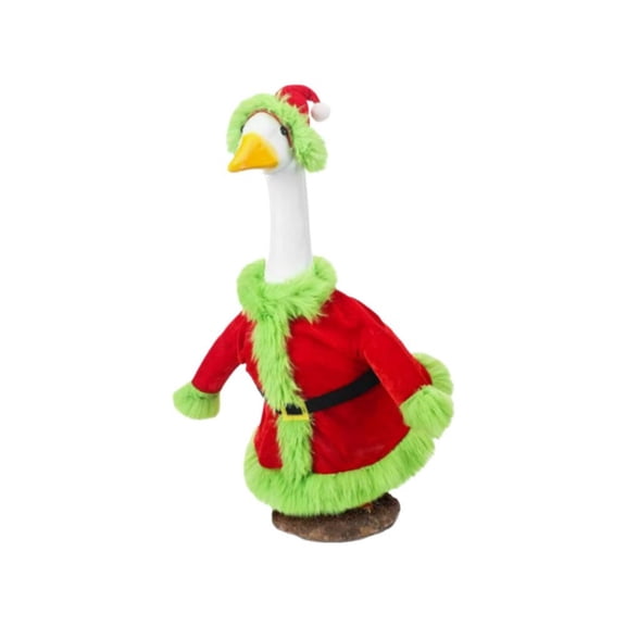 IFRINID Christmas Porch Goose Costume, 3-Piece Red and Green Polyester Outfit with Hat and Scarf for 23 in Goose Statue