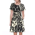 thumbnail image 1 of Easygdp Abstract Cat Faces Pattern para Vestido Transpirable de Mujer, Vestido Suelto de Manga Corta con Pliegues y Bolsillos para el Verano, 1 of 6