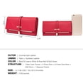 thumbnail image 3 of Cartera CLUCI de piel con tres pliegues, color rojo vino, para mujer, 3 of 7