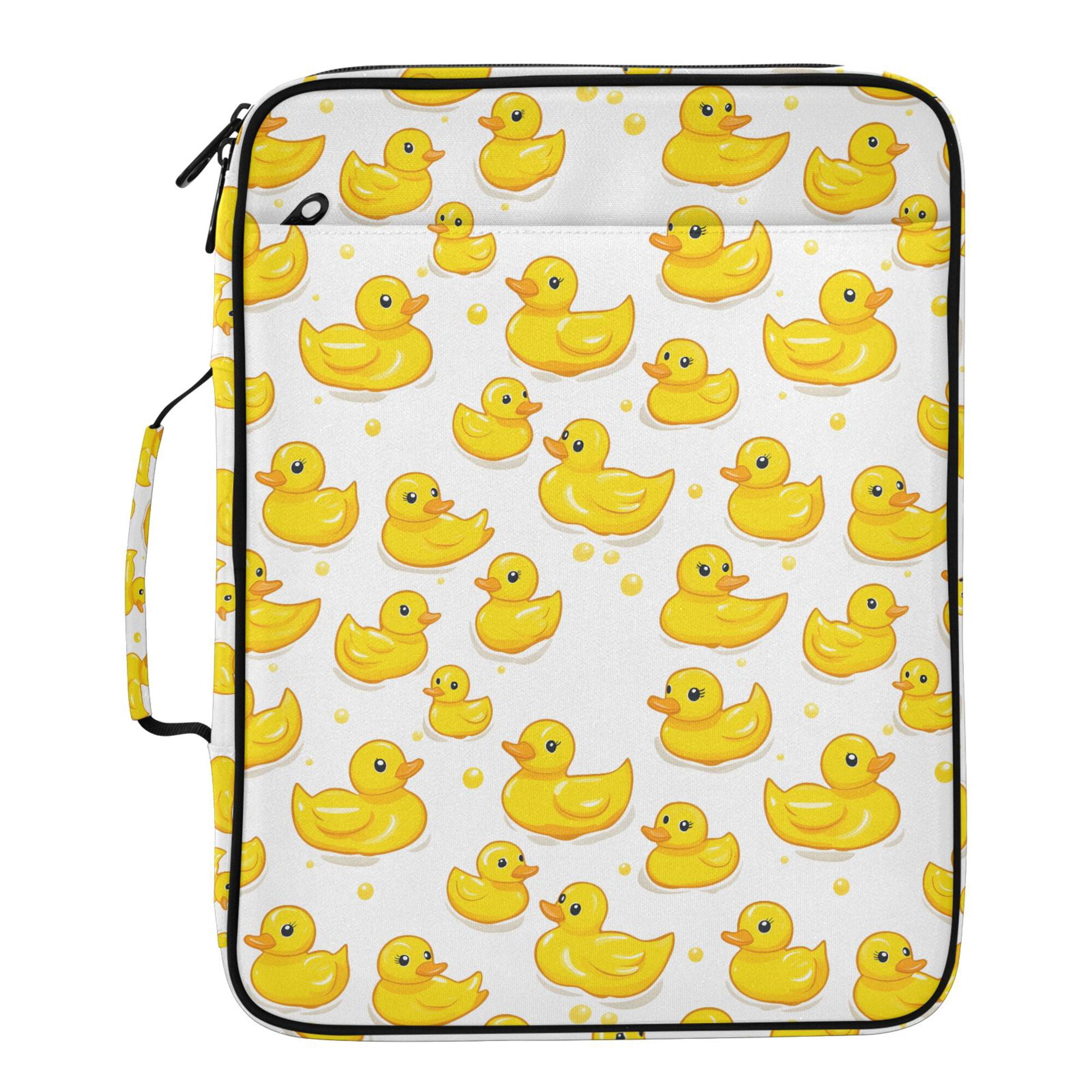 FORMRS Accordion File Folder A4 Size 7-Pocket Expanding Document Organizer Bag with 3 Ring Binder, Yellow Rubber Ducks