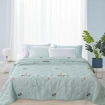 Qocolhg Summer Quilts for Adults Kids, Air Conditioning Quilt, Washed Cotton Cooling Blankets for Hot Sleepers, Sofa Bedding Soft Coverlet Lightweight Cooling Quilts for All Season, 39x59 inch, Blue