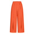 thumbnail image 7 of MVRLSH Women's Wide Leg Pants Lightweight Loose Pleated Cropped High Waist Culotte Trousers for Daily Relaxed Outfits Stretch Dress Casual Flowy Palazzo Pants Orange - XXL, 7 of 7