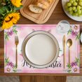 thumbnail image 4 of Easter Placemats Set of 4, Spring Watercolor Flower Leaf Plant Pink Placemats for Dining Table, Place Mats for Kitchen Tabletop, Waterproof Wipeable Dining Table Mats Set, 4 of 9