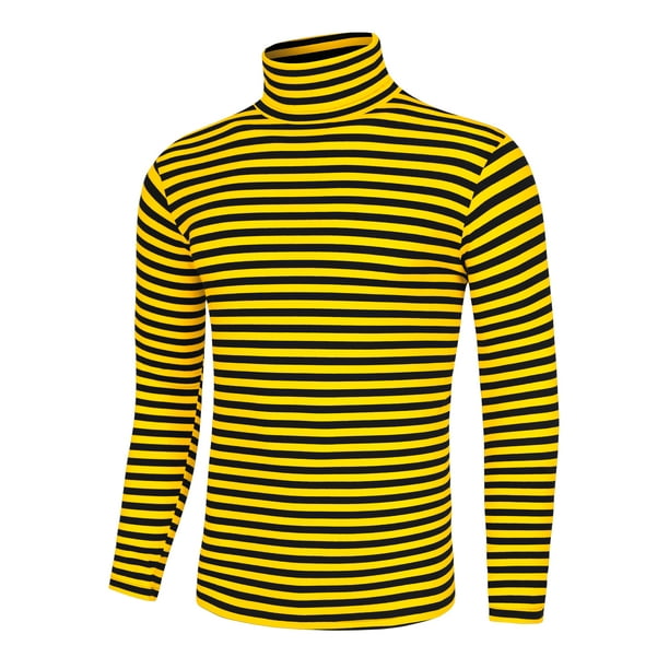 Camiseta de manga larga con cuello de tortuga a rayas de invierno