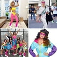 thumbnail image 5 of 80s accessories outfit women, 80s clothing women's set with bum bag, headband, leg warmers, bracelets, glasses and earrings for carnival neon 80s party outfit women, 5 of 7