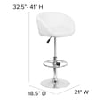thumbnail image 2 of Contemporary White Vinyl Adjustable Height Barstool with Barrel Back and Chrome Base, 2 of 9