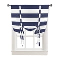 thumbnail image 2 of Navy Blue White Stripes Window Curtain Tie Up Curtains for Kitchen Living Room Adjustable Rod Pocket Drapes, 2 of 5