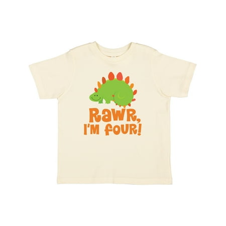 

Inktastic 4th Birthday Funny Dinosaur 4 Years Gift Toddler Boy Girl T-Shirt