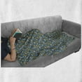 thumbnail image 5 of Floral Soft Flannel Fleece Throw Blanket, Flowers Feminine Vintage English Blossoms, Cozy Plush for Indoor and Outdoor Use, 70" x 90", Sea Blue Mustard, by Ambesonne, 5 of 5