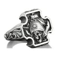 thumbnail image 2 of Pirate Ring with Lily in Cross Shape, Oxidized Fantasy Signet Ring For Men in Silver, Skull Gothic Ring For Boyfriend, Extraordinary Ring, 2 of 5