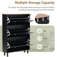 thumbnail image 5 of Narrow Design Shoe Cabinet,Wood Hidden Shoe Storage with 3 Flip Drawers, FreeStanding Shoe Rack with 3 Hooks,Shoe Organizer for Hallway, Bedroom, Apartment, Black, 5 of 7