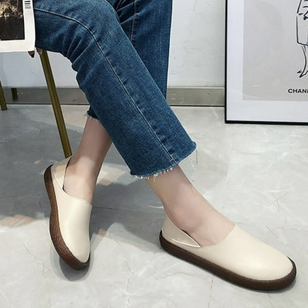 

Tangnade Winter Clearance Ladies Fashion Casual Solid Flat Round Toe Slip-on Casual Shoes for Women