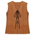 thumbnail image 6 of Haitryli Men's Medieval Renaissance Costume Sleeveless V Neck Lace-up Waistcoat Halloween Pirate Brown S, 6 of 7