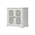 thumbnail image 6 of GZXS 31.5-Inch Vintage Accent Cabinet with 2 Hollow-Carved Doors, Antique White Decorative Storage Console Cupboard for Living Room, Kitchen, Dining Room, 6 of 8