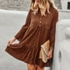 thumbnail image 3 of Vestido estampado de manga larga, vestido estampado con cuello en V para mujer Vestido estampado con cuello en V Funcionalidad de alta precisión, 3 of 6
