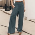 thumbnail image 2 of Seductiva Women's Casual Pants Linen Pants Women Summer Wide Leg Pants Drawstring Elastic Waist Pants High Waisted Pants Casual Beach Trousers Business Work Casual Pants, 2 of 5