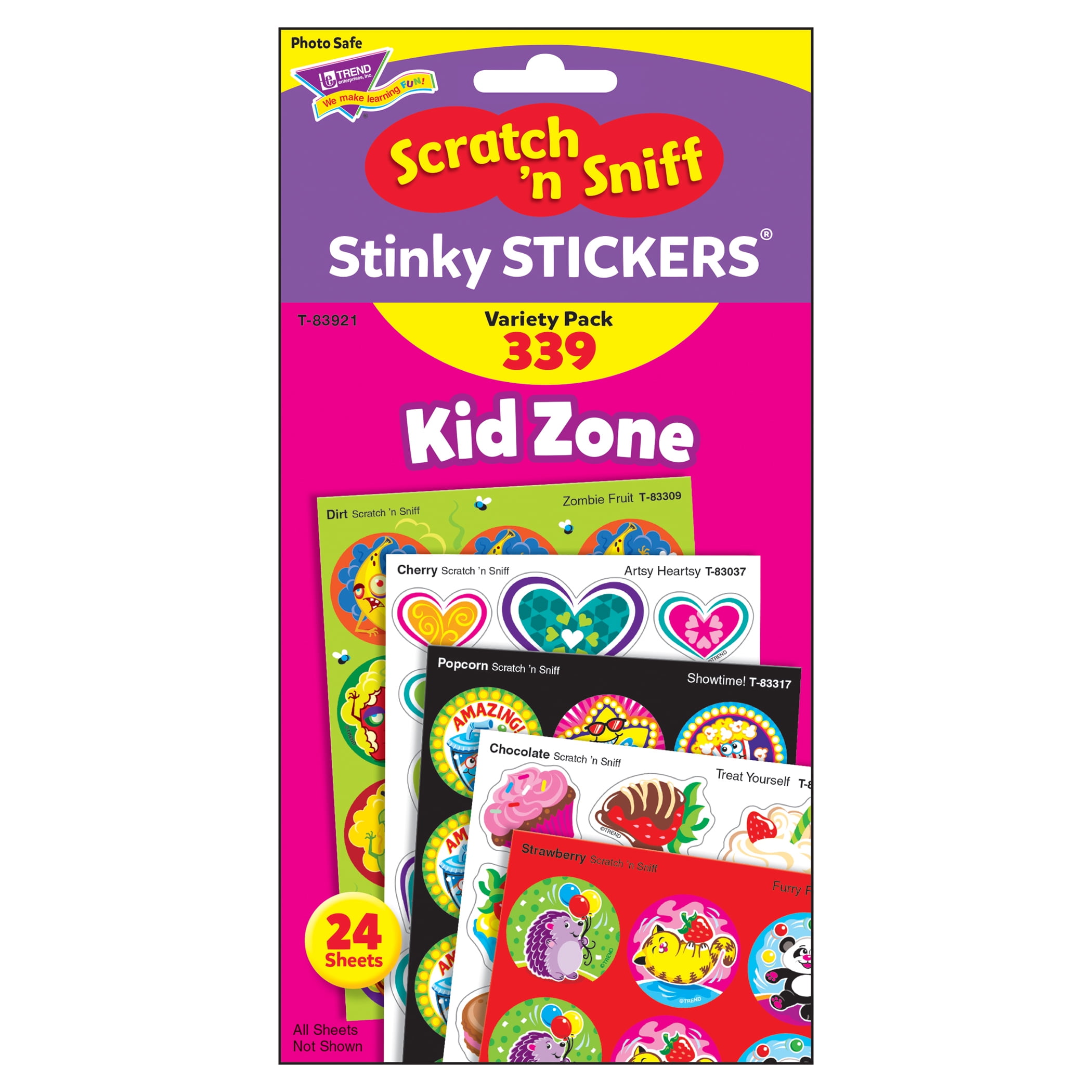 TREND, TEP83921, Kid Zone Scratch 'n Sniff Stinky Stickers, 339 / Pack, Multicolor