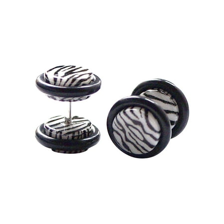 Acrylic Body Jewelry - BODY JEWELRY Steel and Acrylic Zebra Illusion Plugs