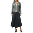 thumbnail image 2 of INSPIRE CHIC Women's Tweed Cardigan Long Sleeve Open Front Business Casual Knit Jacket for Dress L Black, 2 of 4