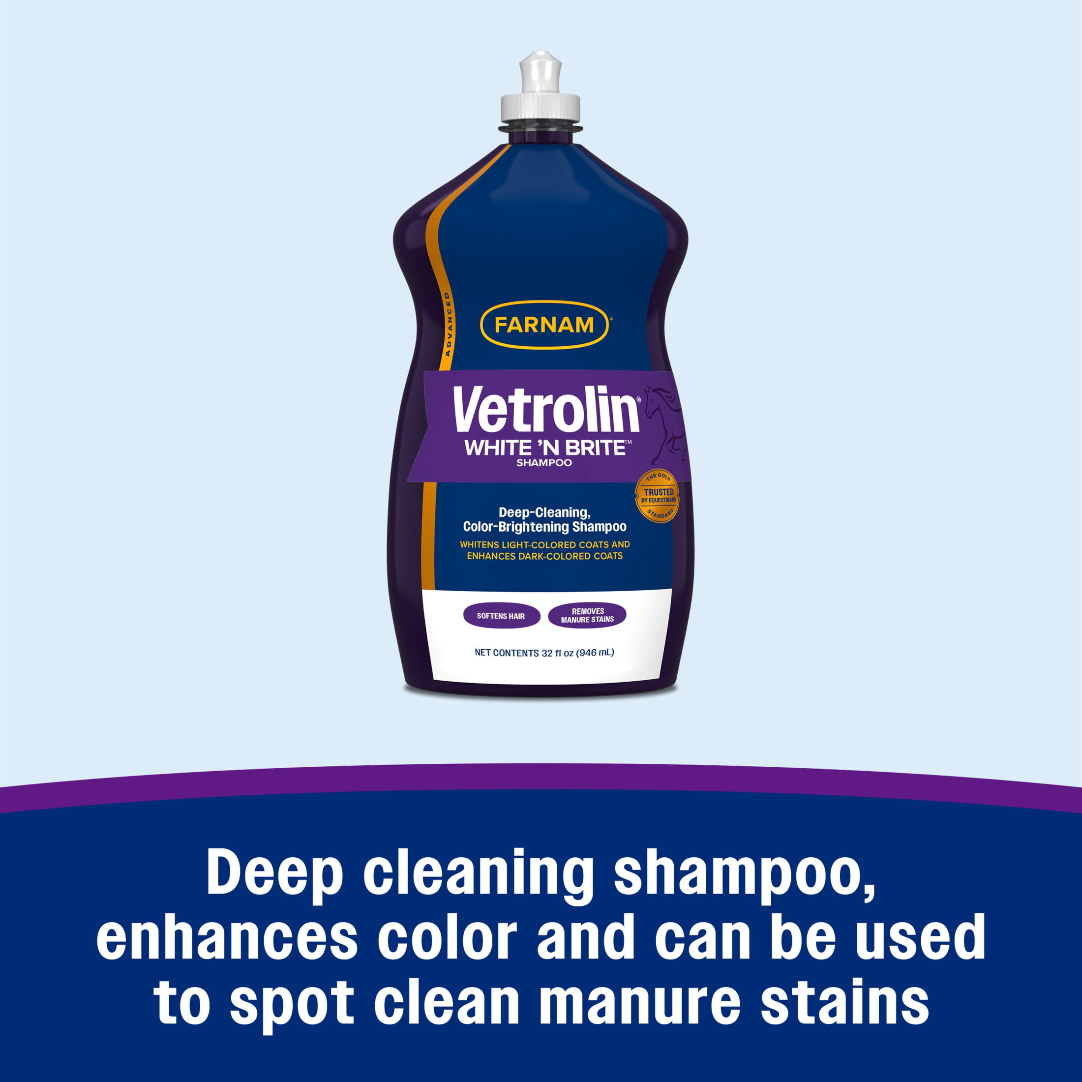 (2 pack) Farnam Vetrolin White ’N Brite Shampoo for Horses 32 Fluid Ounces