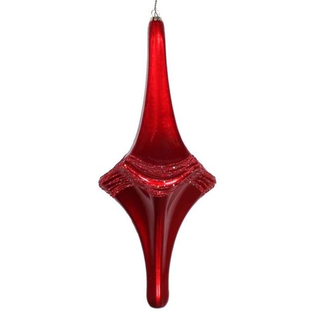 Vickerman MT194103D 12 in. Red Candy Glitter Drop Ornament
