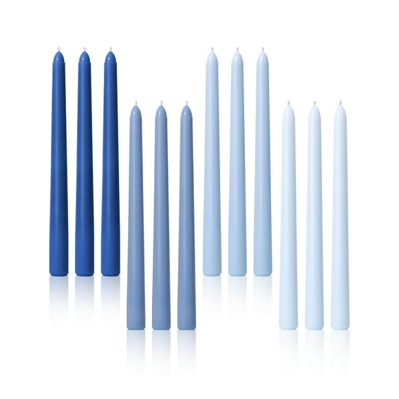 Taper Candles Viyffo Blue, 25 cm, juego de 12 unidades para bodas, sin perfume