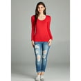 thumbnail image 6 of Emmalise Women's Junior and Plus Size Basic Scoop Neck Tshirt Long Sleeve Tee, Small, 3Pk Black, Navy, Red, 6 of 8