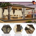 thumbnail image 5 of Erommy  Hardtop Gazebo with Aluminum Frame and Double Roof, Permanent Outdoor Gazebo Includes Curtains&Netting for Patio Backyard 14'x20' - Wood Grain, 5 of 5