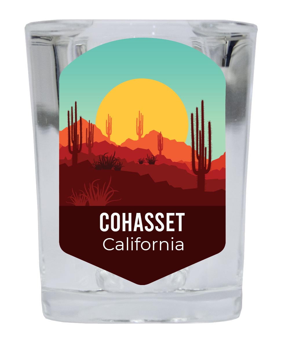 Cohasset California Souvenir 2 Ounce Square Shot Glass Desert Design
