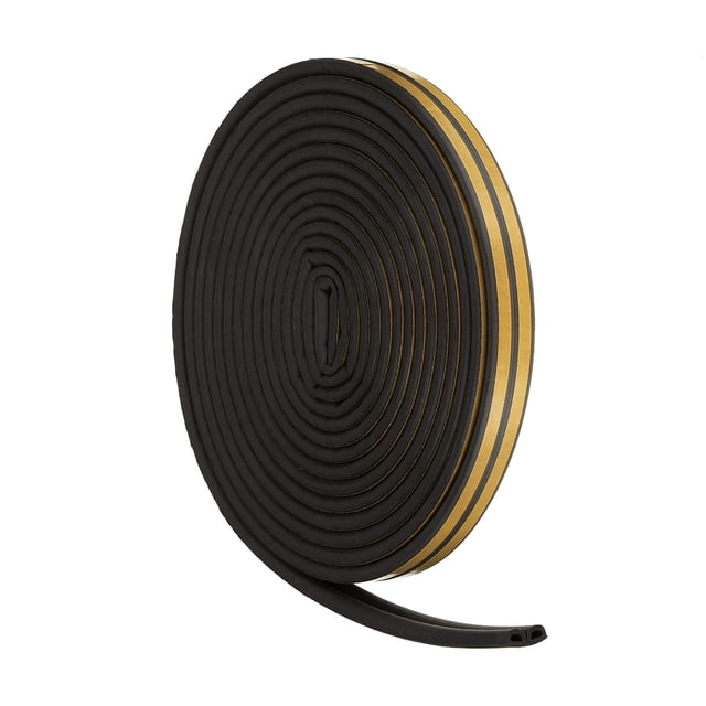 Cinta de sellado para puertas/ventanas de 33 pies, cinta de espuma tipo D de 1/4 pulgadas x 3/8 pulgadas color negro