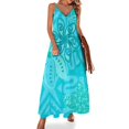 thumbnail image 1 of Vestido de verano sin mangas con estampado de jungla turquesa del océano polinesio Vestidos de baile, 1 of 7
