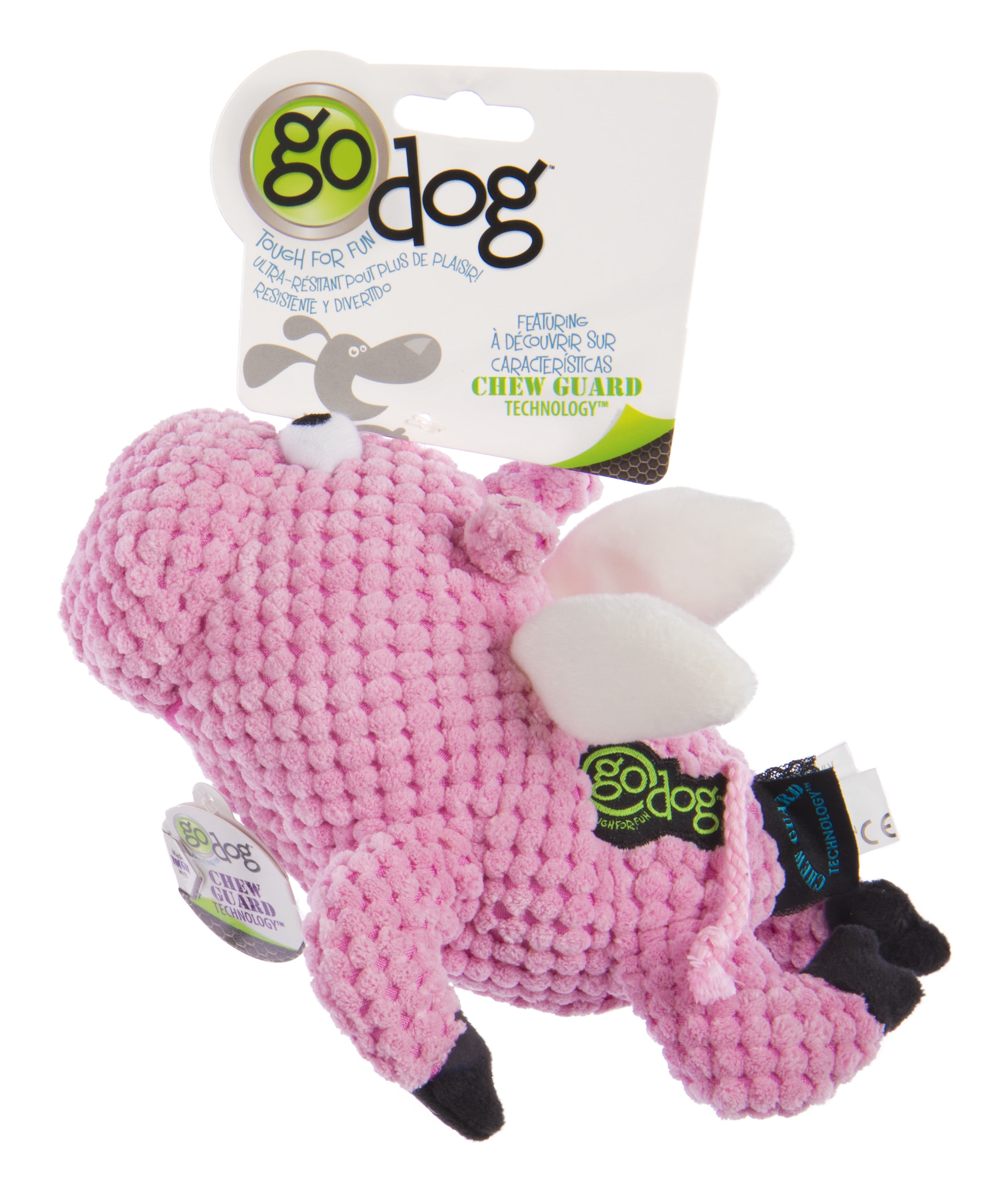 goDog Checkers with Chew Guard Technology Durable Plush Dog Toys with Squeakers 