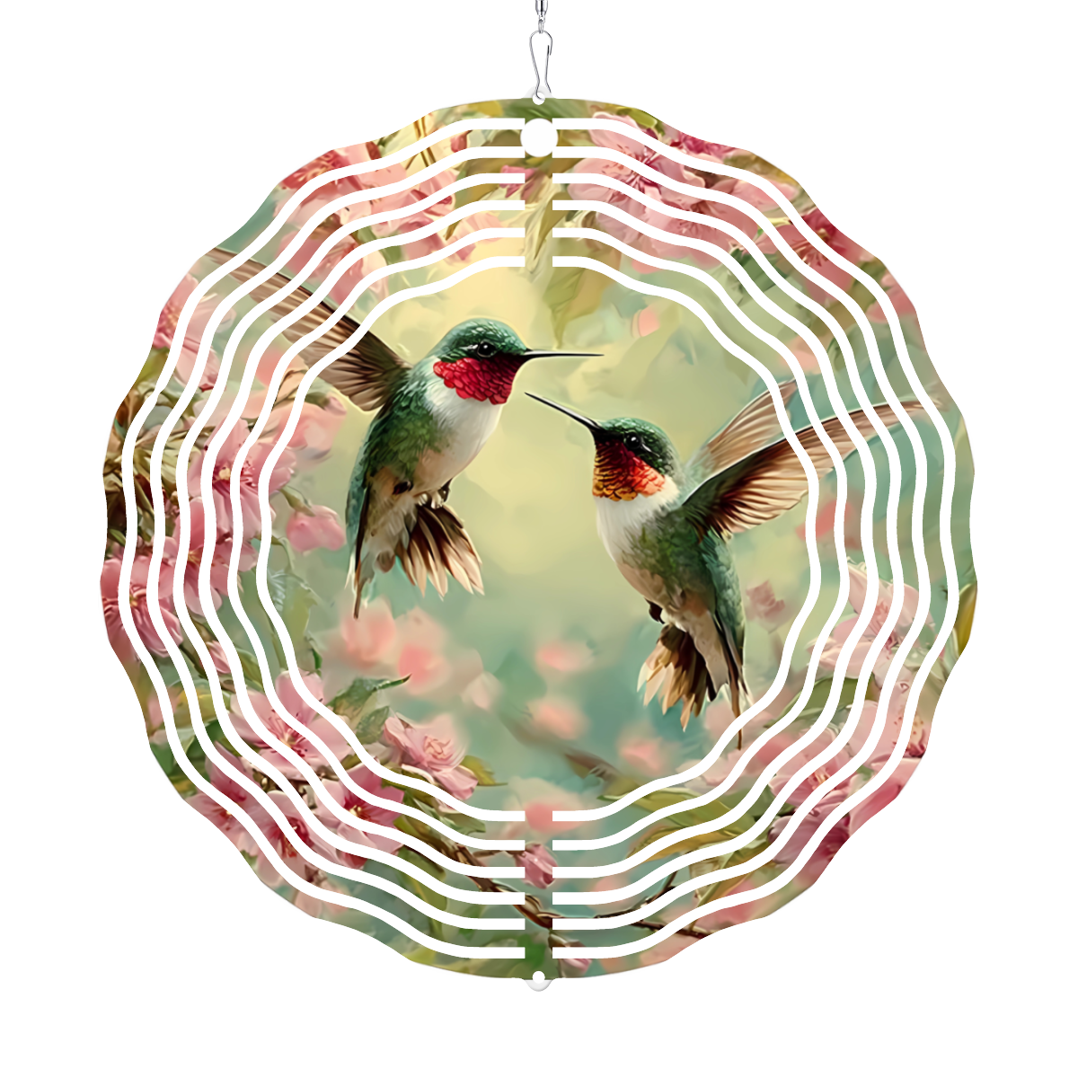 Hummingbird Wind Spinner Vibrant Nature Garden Decor 10×10 Inch Rotating Wind Chime Pendants with Hanging Hook Metal Hanging Art Ornament for Outdoor Patio Yard Indoor Home Living Ro