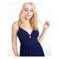 thumbnail image 3 of CITY STUDIO Womens Navy Slitted Sheer Spaghetti Strap V Neck Maxi Evening Fit + Flare Dress Juniors 0, 3 of 4