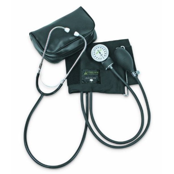 Veridian 01-5501 Self-Taking Home Blood Pressure Kit with Attached Stethoscope, Latex Free, Adult