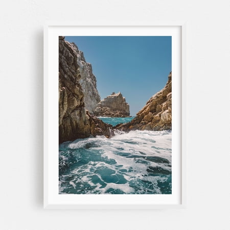 Cabo San Lucas - Cabo San Lucas Baja California Sur Mexico Photography Seascape Ocean Coast Waves Nature Landscape Tropical White Framed Wall Art Print 8 x 10 inches