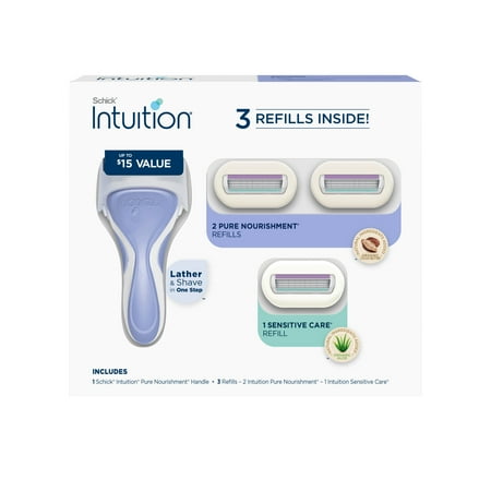 Schick Intuition Women s Gift Set  with 1 Schick Intuition Pure Nourishment Handle  2 Intuition Pure Nourishment Razor Refills  and 1 Intuition Sensitive Care Razor Refill
