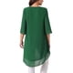 thumbnail image 3 of INSPIRAR CHIC Blusa de Chifón Asimétrica de Cuello Redondo para Mujeres con Mangas de 3/4 y Volantes, Verde Oscuro, Talla L, 3 of 6