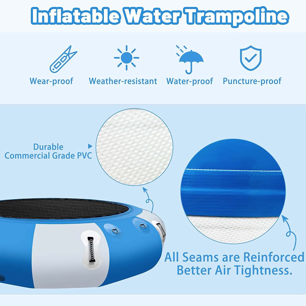 TONKOUM 6.5ft Inflatable Water Trampoline Floating Bouncer Swim ...