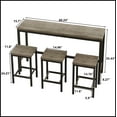 thumbnail image 4 of Modern Design Kitchen Dining Table, Pub Table, Long Dining Table Set with 3 Stools,Brown Gray, 4 of 9