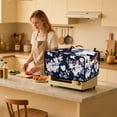 thumbnail image 3 of Renewold Toaster Oven Dust Cover with Accessory Pockets Dust Protection Easy Clean Microwave Oven Air Fryer Protector Case Kitchen Accessories, 20.5 x 16.5 x 10 Inches, Elegant Floral Dark Blue, 3 of 7